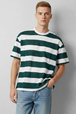 Bisiklet Yaka Blok Renkli T-shirt Nefti - FRESHMAN