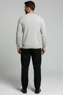 Bisiklet Yaka Dikişli Erkek Sweatshirt Gri - Erkek Sweatshirt