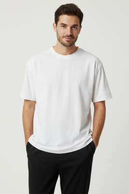 Bisiklet Yaka Erkek T-Shirt Beyaz - WİPEOUT