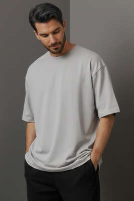Bisiklet Yaka Erkek T-Shirt Gri - WİPEOUT