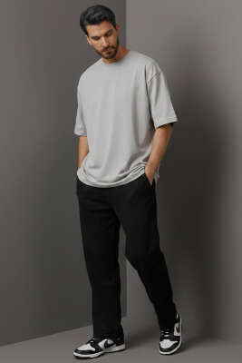 Bisiklet Yaka Erkek T-Shirt Gri - Erkek T-shirt