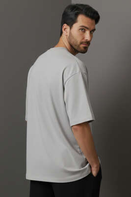 Bisiklet Yaka Erkek T-Shirt Gri - Erkek T-shirt