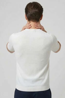 Bisiklet Yaka Erkek Triko T-shirt Beyaz - Erkek T-shirt