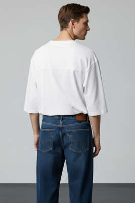 Bisiklet Yaka Fakir Kol Erkek T-shirt Ekru - Erkek T-shirt