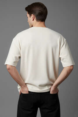 Bisiklet Yaka Fakir Kollu T-shirt Taş - Erkek T-shirt