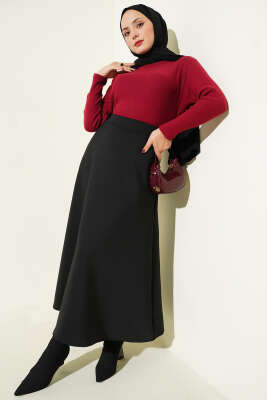 Bisiklet Yaka Fitilli Bluz Bordo - Bluz