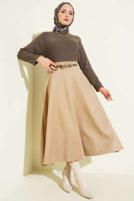 Bisiklet Yaka Fitilli Bluz Kahve - Bluz