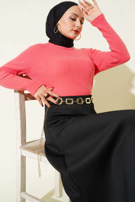 Bisiklet Yaka Fitilli Bluz Somon 