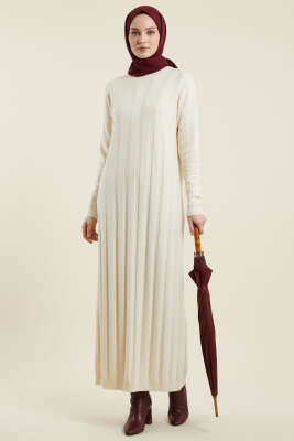 Bisiklet Yaka Fitilli Triko Elbise Taş - Yılın Fırsatı