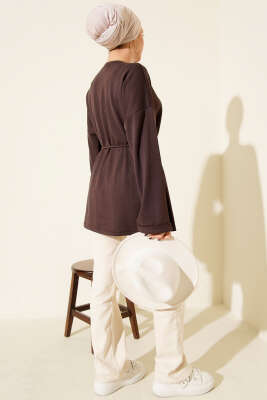 Bisiklet Yaka İp Kuşaklı Tunik Tarçın - Tunik