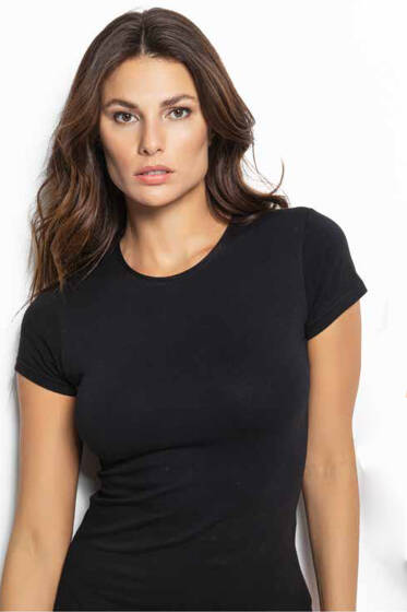 Bisiklet Yaka Kısa Kol Body Siyah - Body