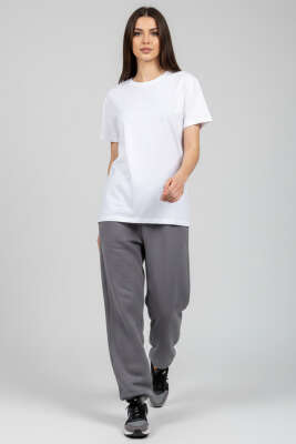 Bisiklet Yaka Kısa Kollu T-shirt Beyaz - Kadın Giyim Modelleri