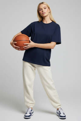 Bisiklet Yaka Kısa Kollu T-shirt Lacivert - Kadın Giyim Modelleri