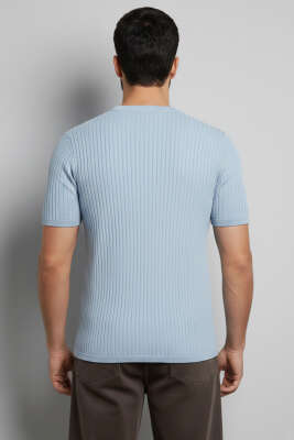 Bisiklet Yaka Merserize Erkek T-shirt Bebe Mavi - Erkek T-shirt