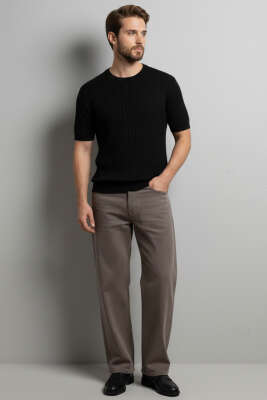 Bisiklet Yaka Merserize Erkek T-shirt Siyah - Erkek T-shirt