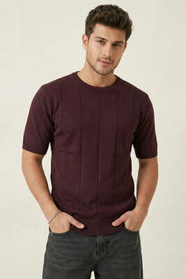 Bisiklet Yaka Merserize T-shirt Bordo - WİPEOUT