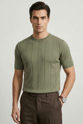 Bisiklet Yaka Merserize T-shirt Haki - WİPEOUT