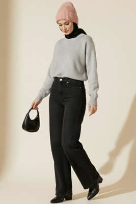 Bisiklet Yaka Merserize Tunik Gri - Yılın Fırsatı