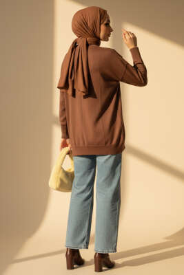 Bisiklet Yaka Merserize Tunik Kahve - Yılın Fırsatı