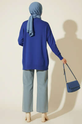 Bisiklet Yaka Merserize Tunik Saks - Yılın Fırsatı