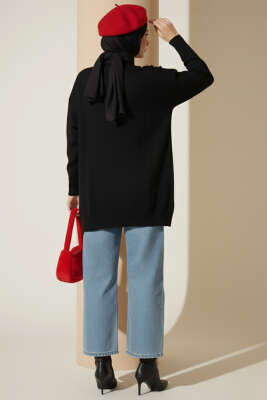 Bisiklet Yaka Merserize Tunik Siyah - Yılın Fırsatı