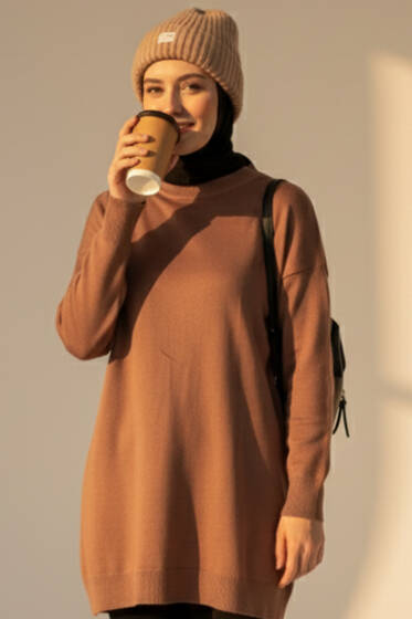 Bisiklet Yaka Merserize Tunik Vizon - Tunik