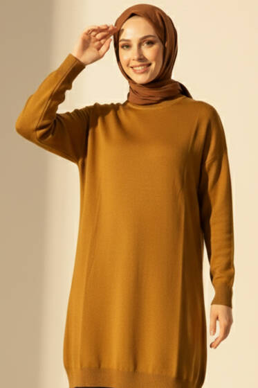 Bisiklet Yaka Merserize Tunik Yağ Yeşili - Yılın Fırsatı