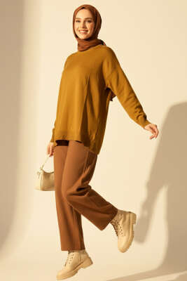 Bisiklet Yaka Merserize Tunik Yağ Yeşili - Yılın Fırsatı