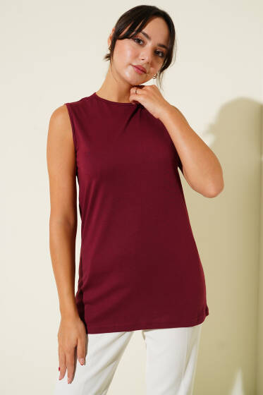 Bisiklet Yaka Pamuklu İçlik Bordo - Kadın İçlik