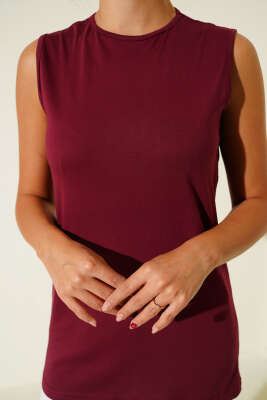 Bisiklet Yaka Pamuklu İçlik Bordo - Kadın İçlik