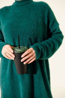 Bisiklet Yaka Sakal Detaylı Kazak Nefti - Triko Kazak