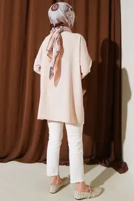 Bisiklet Yaka Salaş Tunik Bej - Tunik