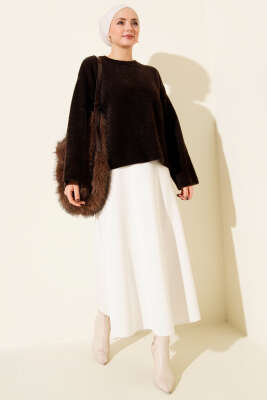 Bisiklet Yaka Salaş Sakallı Kazak Kahve - Triko Kazak