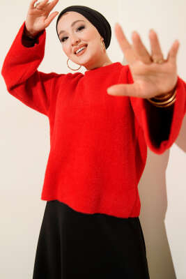 Bisiklet Yaka Salaş Sakallı Kazak Kırmızı - ARISOY