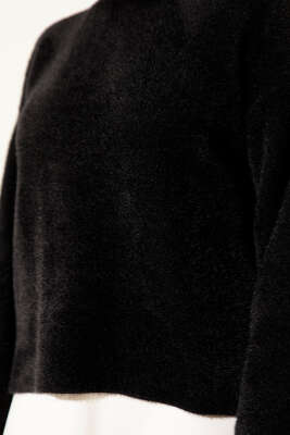 Bisiklet Yaka Salaş Sakallı Kazak Siyah - Triko Kazak