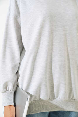 Bisiklet Yaka Salaş Sweatshirt Gri - Kadın Giyim Modelleri