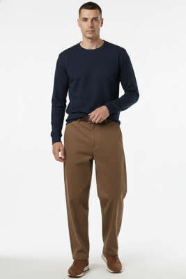 Bisiklet Yaka Scuba Erkek Sweatshirt Lacivert - Erkek Sweatshirt