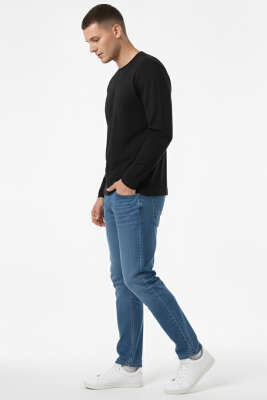 Bisiklet Yaka Scuba Erkek Sweatshirt Siyah - Erkek Sweatshirt