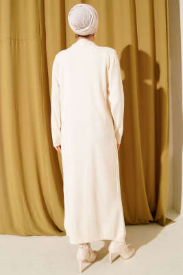 Bisiklet Yaka Triko Basic Elbise Bej - Elbise