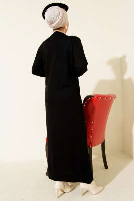 Bisiklet Yaka Triko Basic Elbise Siyah - Elbise