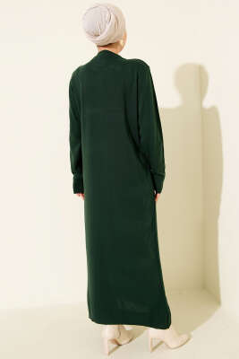 Bisiklet Yaka Triko Basic Elbise Zümrüt - Elbise