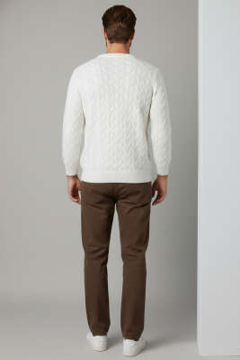 Bisiklet Yaka Triko Kazak Beyaz - Erkek Kazak