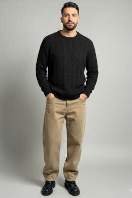 Bisiklet Yaka Triko Kazak Siyah - Erkek Kazak