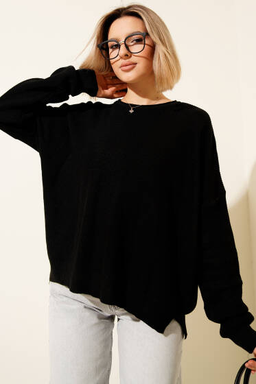 Bisiklet Yaka Triko Kazak Siyah - Kadın Giyim Modelleri