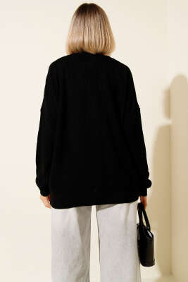 Bisiklet Yaka Triko Kazak Siyah - Kadın Giyim Modelleri