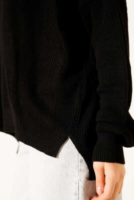 Bisiklet Yaka Triko Kazak Siyah - Kadın Giyim Modelleri