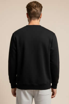 Bisiklet Yaka Üç İplik Sweatshirt Siyah - Erkek Sweatshirt