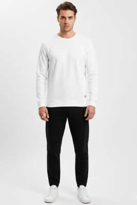 Bisiklet Yaka Uzun Kol Erkek T-shirt Ekru - Erkek T-shirt