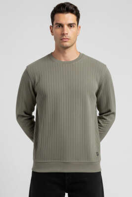 Bisiklet Yaka Uzun Kol Erkek T-shirt Haki - MARKOVA