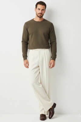 Bisiklet Yaka Uzun Kol Erkek T-shirt Kahve - Erkek T-shirt